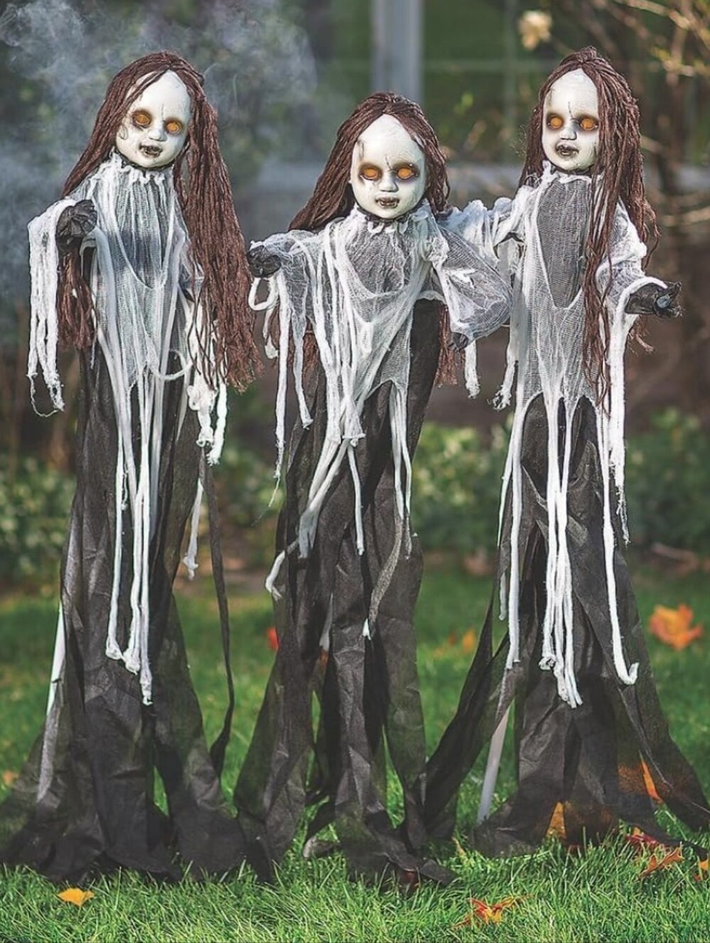 Set Of 3 Light Up Indoor Outdoor Spooky Halloween Dolls!